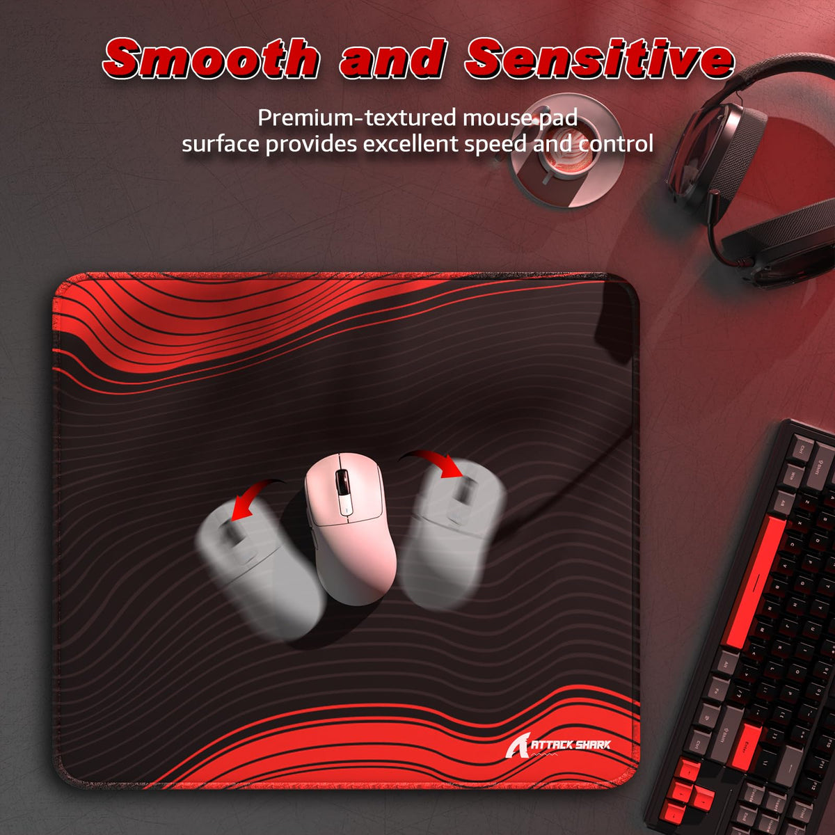 ATTACK SHARK CM02 Gaming Mouse Pad Esports Speed Large Mouse mats for Desk Waterproof Surface