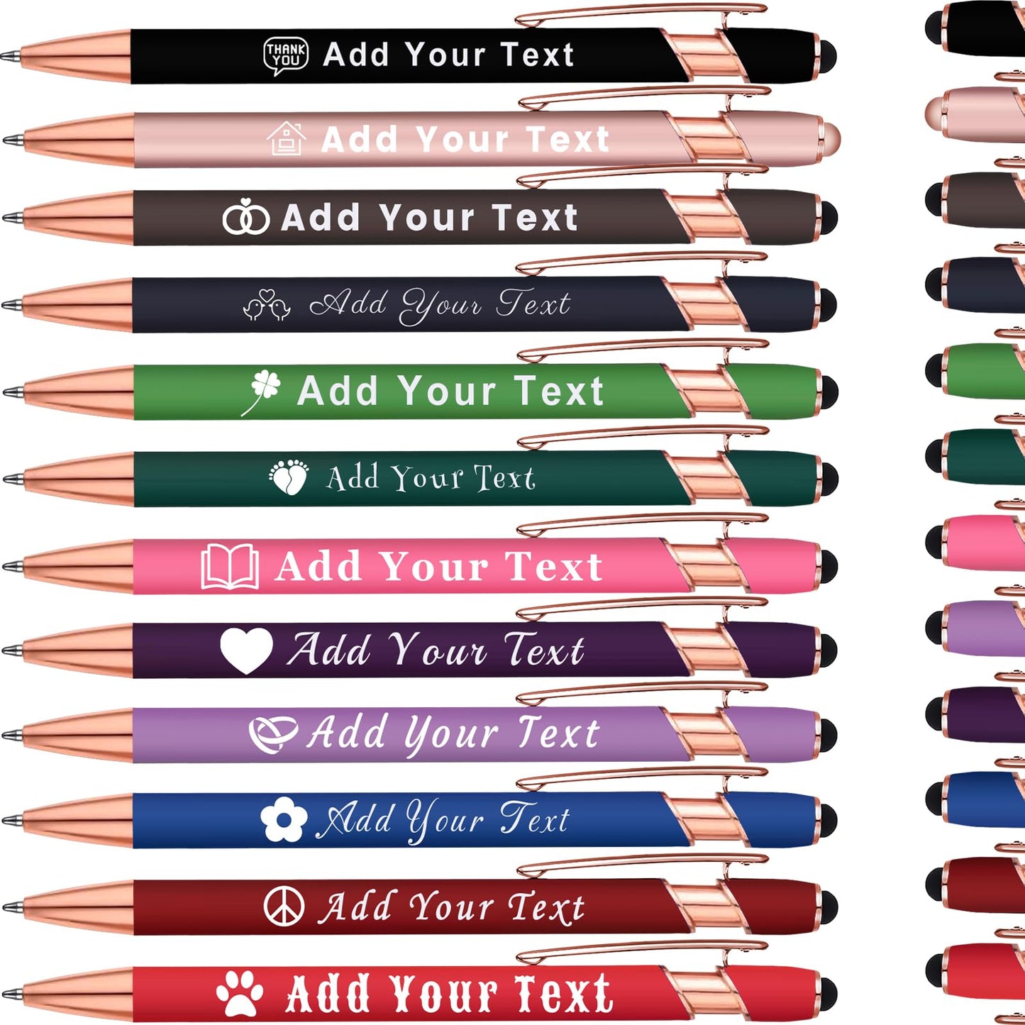 Personalized Ballpoint Pen with Stylus Tip, Custom Name & Logo, 12 Colors