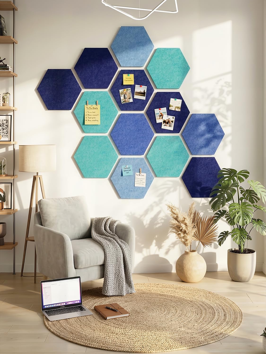Uoisaiko 8-Pack Hexagon Felt Bulletin Board Tiles, Cork Board Alternative