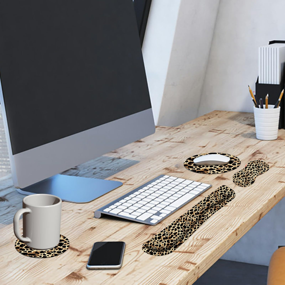 Keyboard Wrist Rest Pad + Mouse Wrist Rest + Gaming Mouse Pad + Coasters Ergonomic Memory Foam