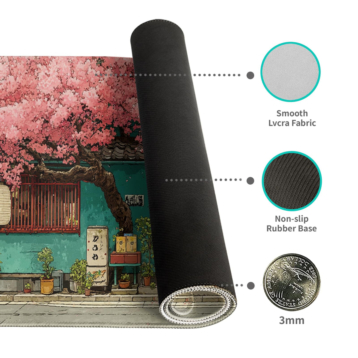 Desk Mat Mouse Pad Gaming Desk Pad XL Large Mouse Mat Office Decor Accessories (Sakura car)