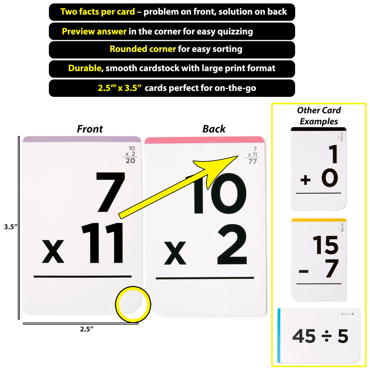 Award-Winning Math Flash Cards – 600 Addition, Subtraction, Multiplication & Division Facts – 2