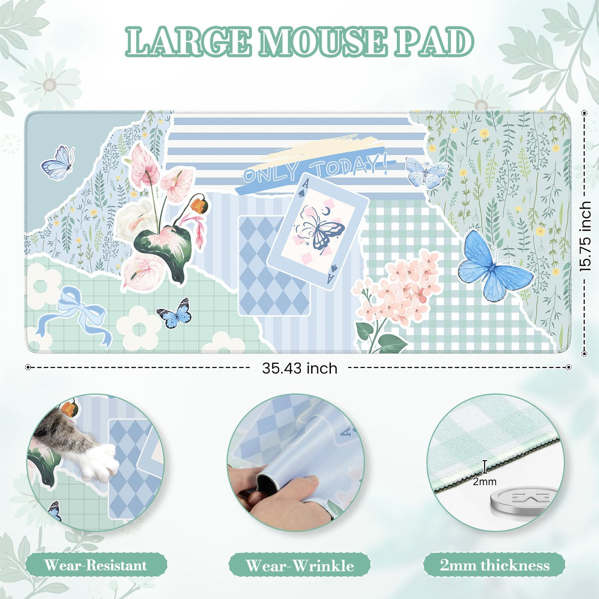 iCasso Floral Computer Mouse Pad, Desk Mat for Desktop