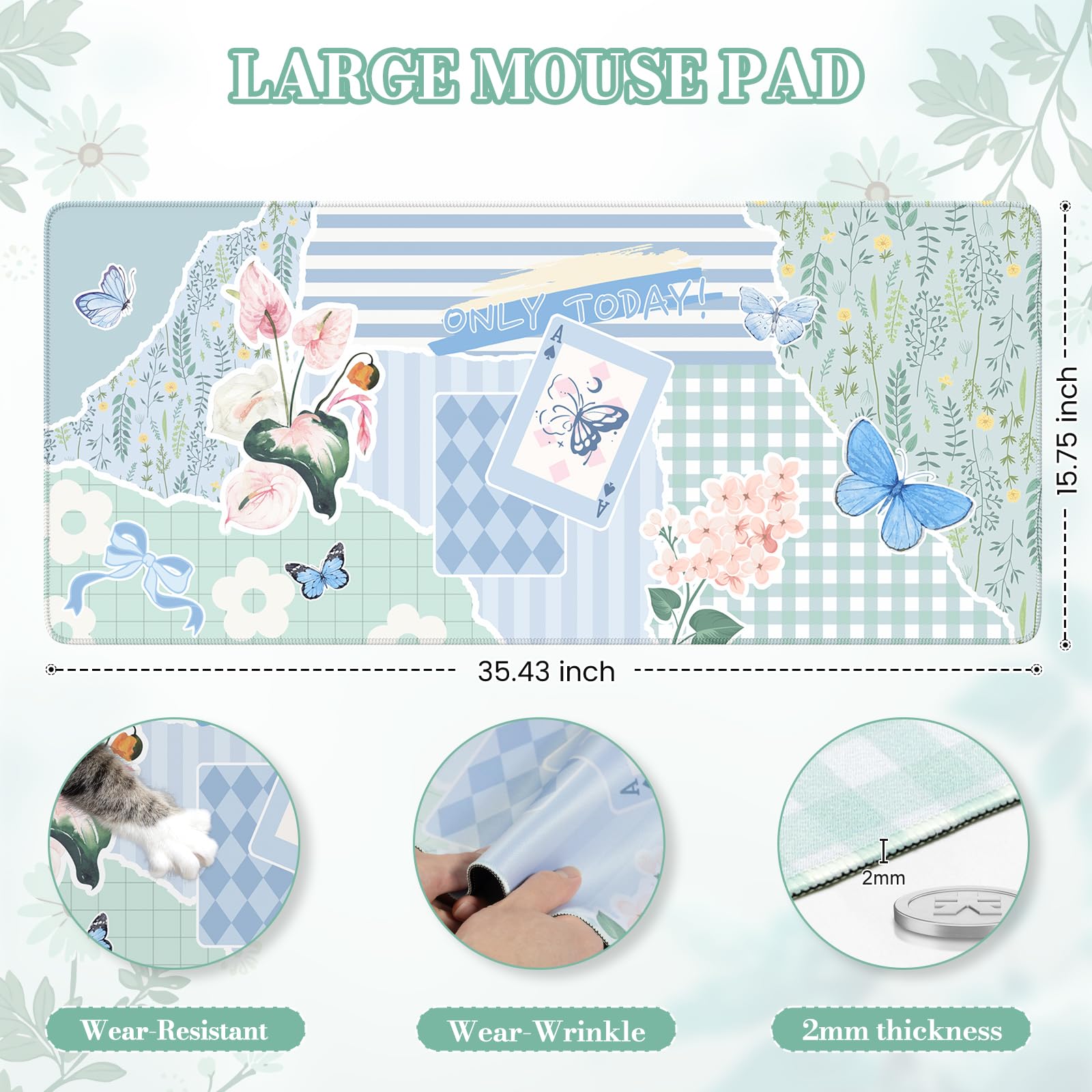 iCasso Floral Computer Mouse Pad, Desk Mat for Desktop