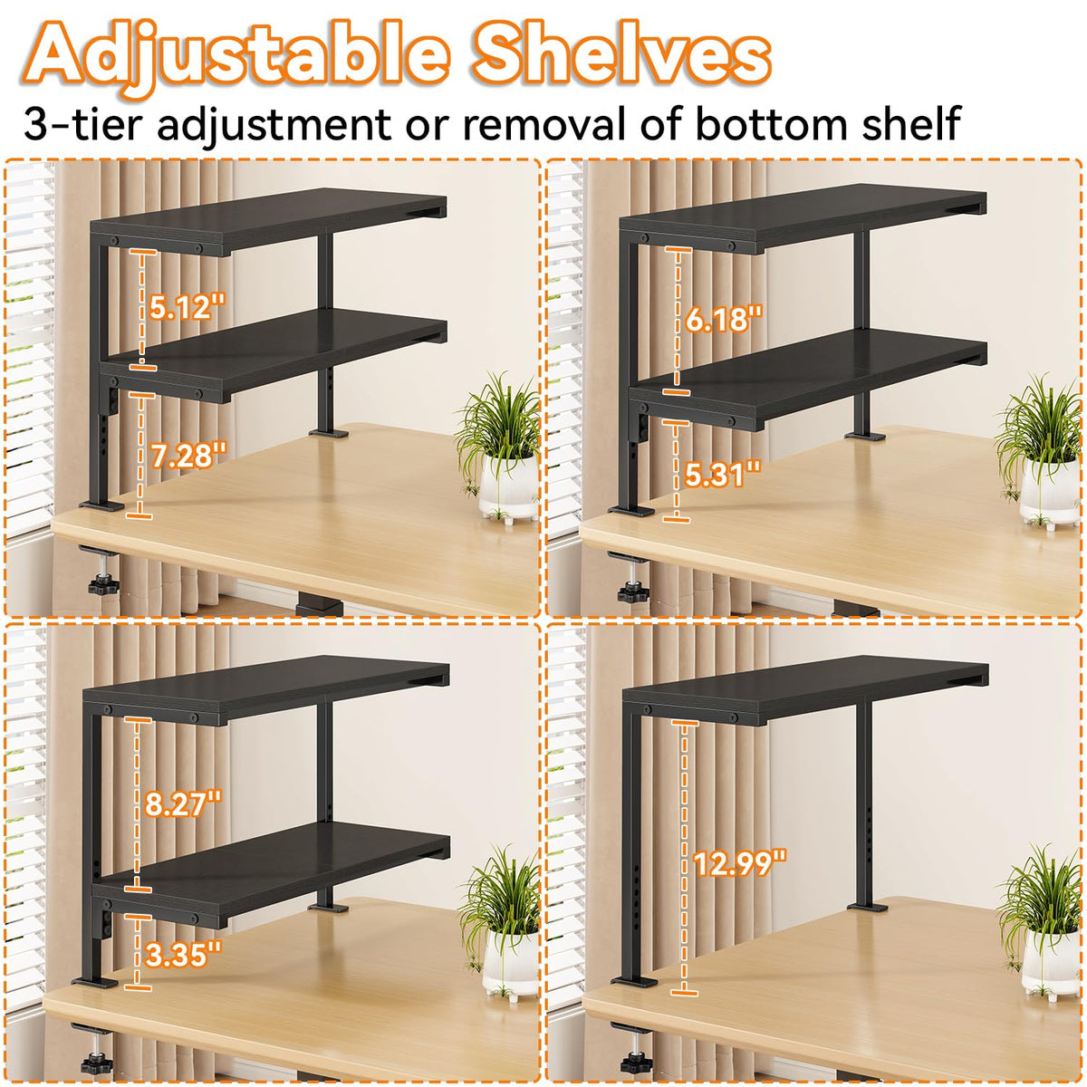 IBUYKE Clamp on Desk Shelf, 22.8” Large Desk Extender Shelves UTMZ010B