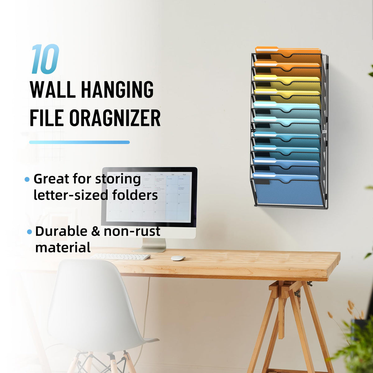 SUPEASY 10-Tier Hanging Wall File Organizer with Hooks, 2 Pack