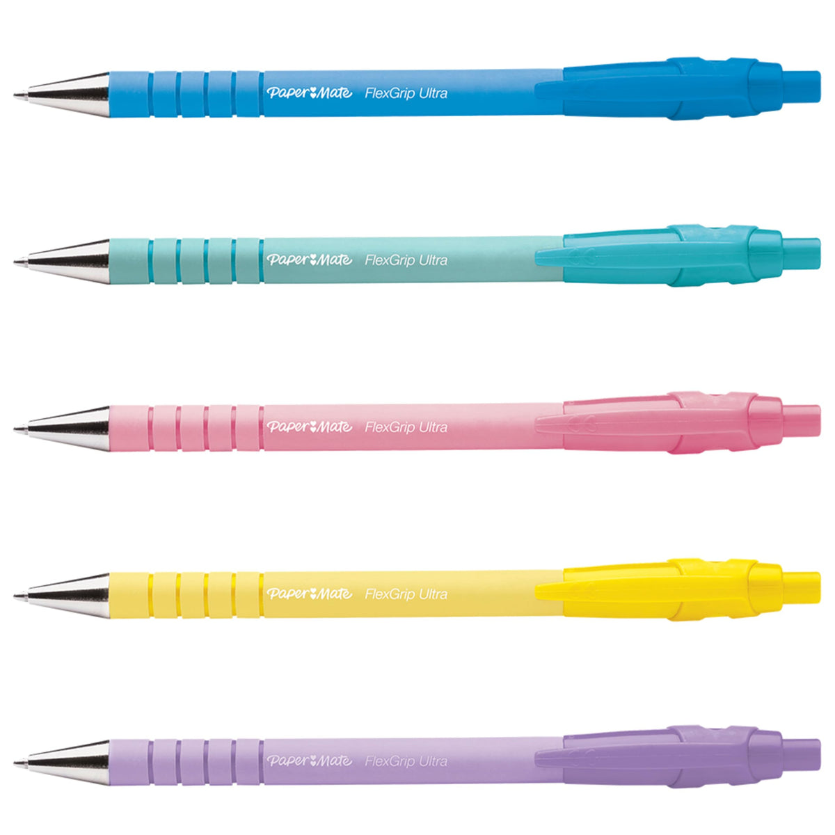 Paper Mate Flexgrip Ultra Pastel Ballpoint Pens | Medium Point (1.0mm) | Black Ink | Pastel Barrels