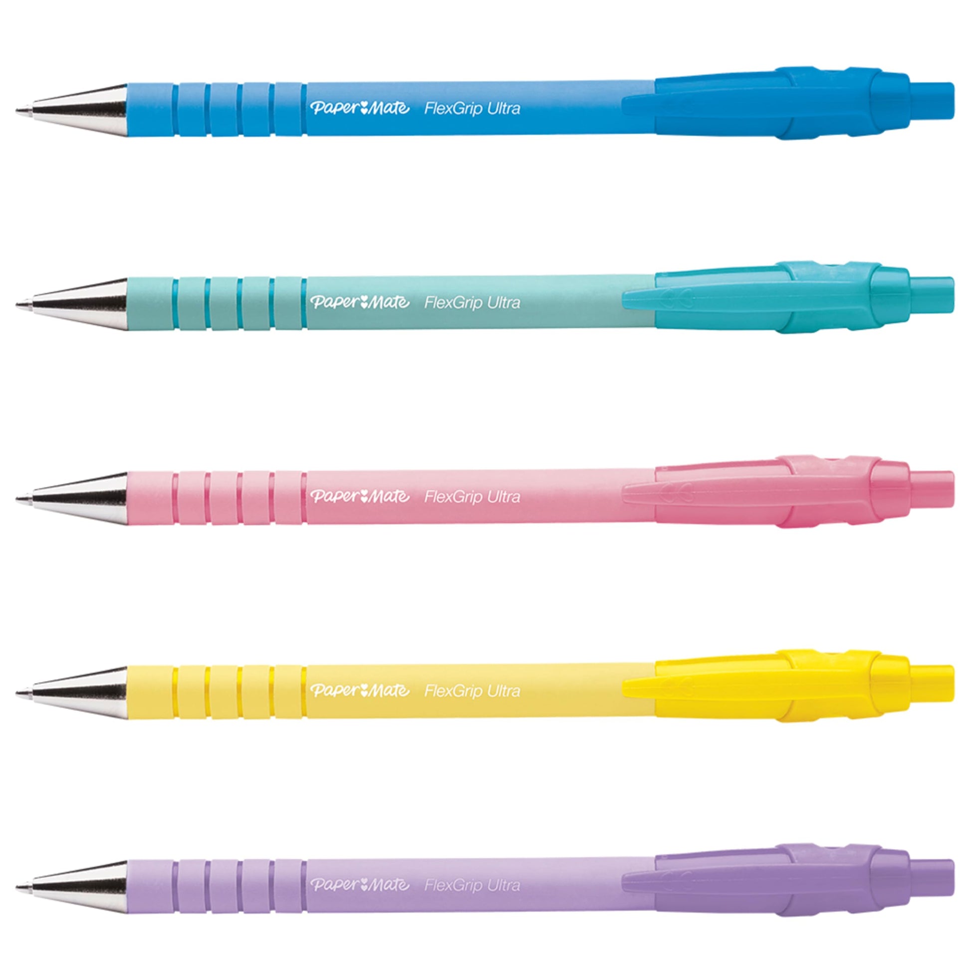 Paper Mate Flexgrip Ultra Pastel Ballpoint Pens | Medium Point (1.0mm) | Black Ink | Pastel Barrels