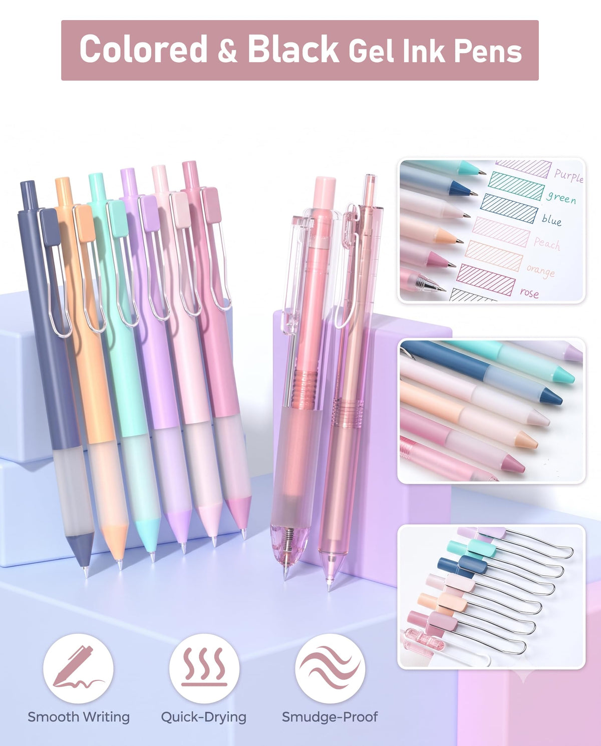 Nicpro School Supplies with Pen Case Pink, 52 PCS Stationery Set for Girls