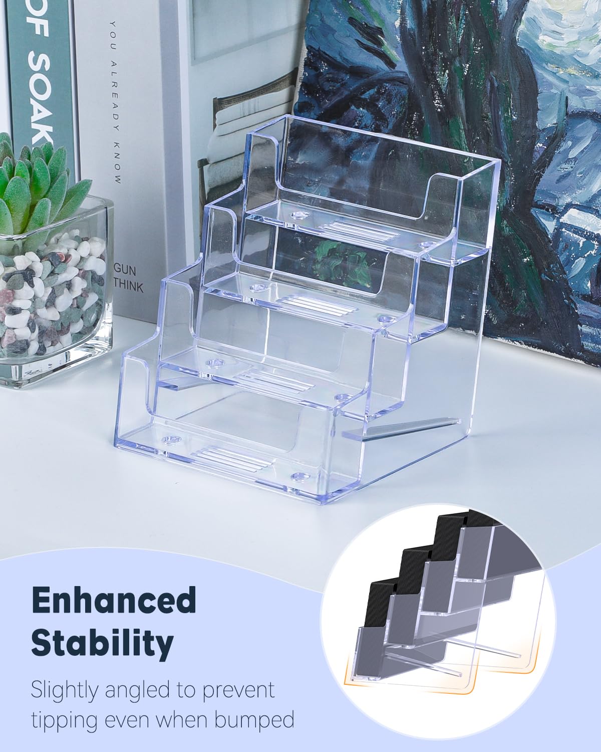 Uniclife 4 Pack Acrylic Business Card Holder for Desk, 240 Card Capacity