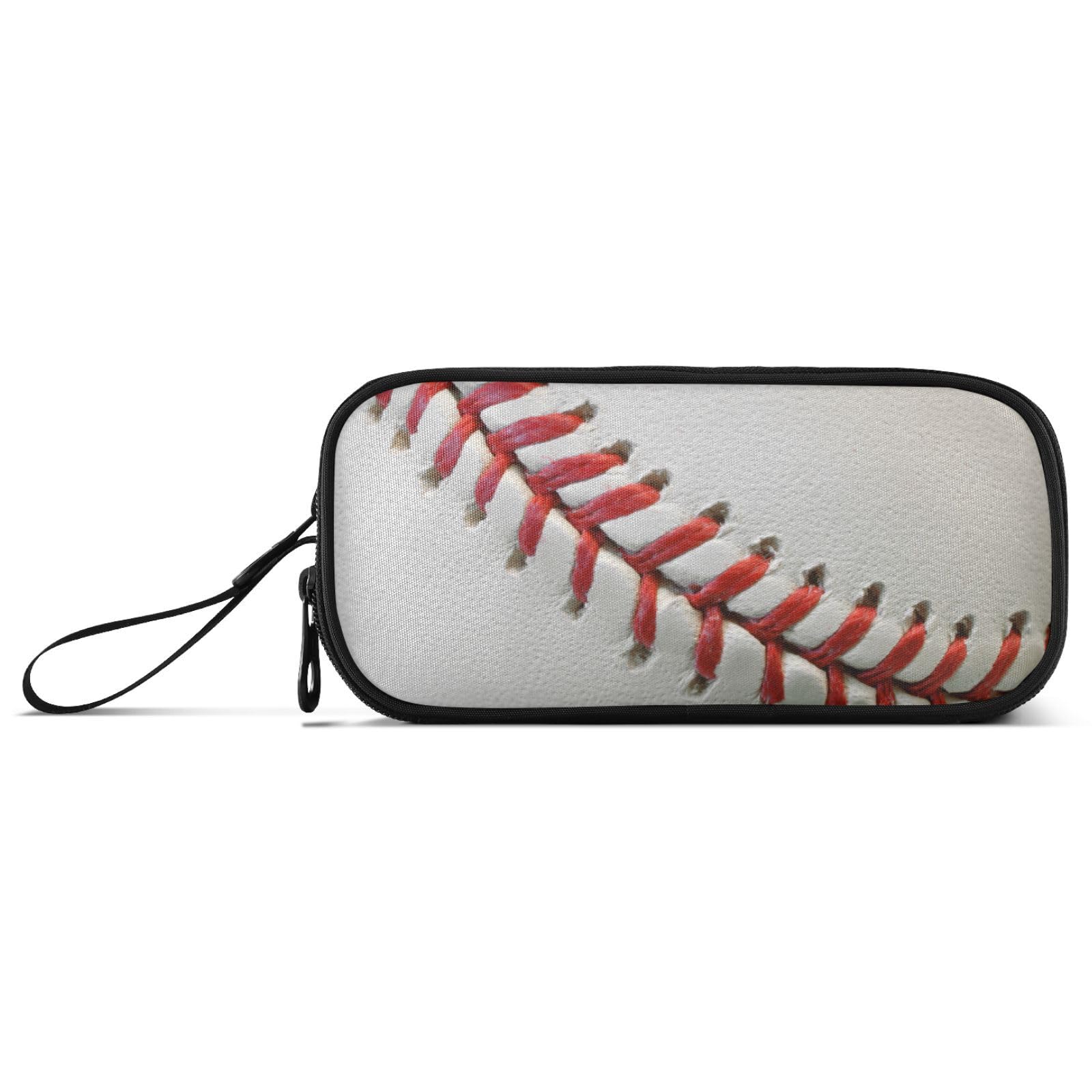 Sletend Pencil Case Baseball Sport 3 Compartments Pencil Pouch