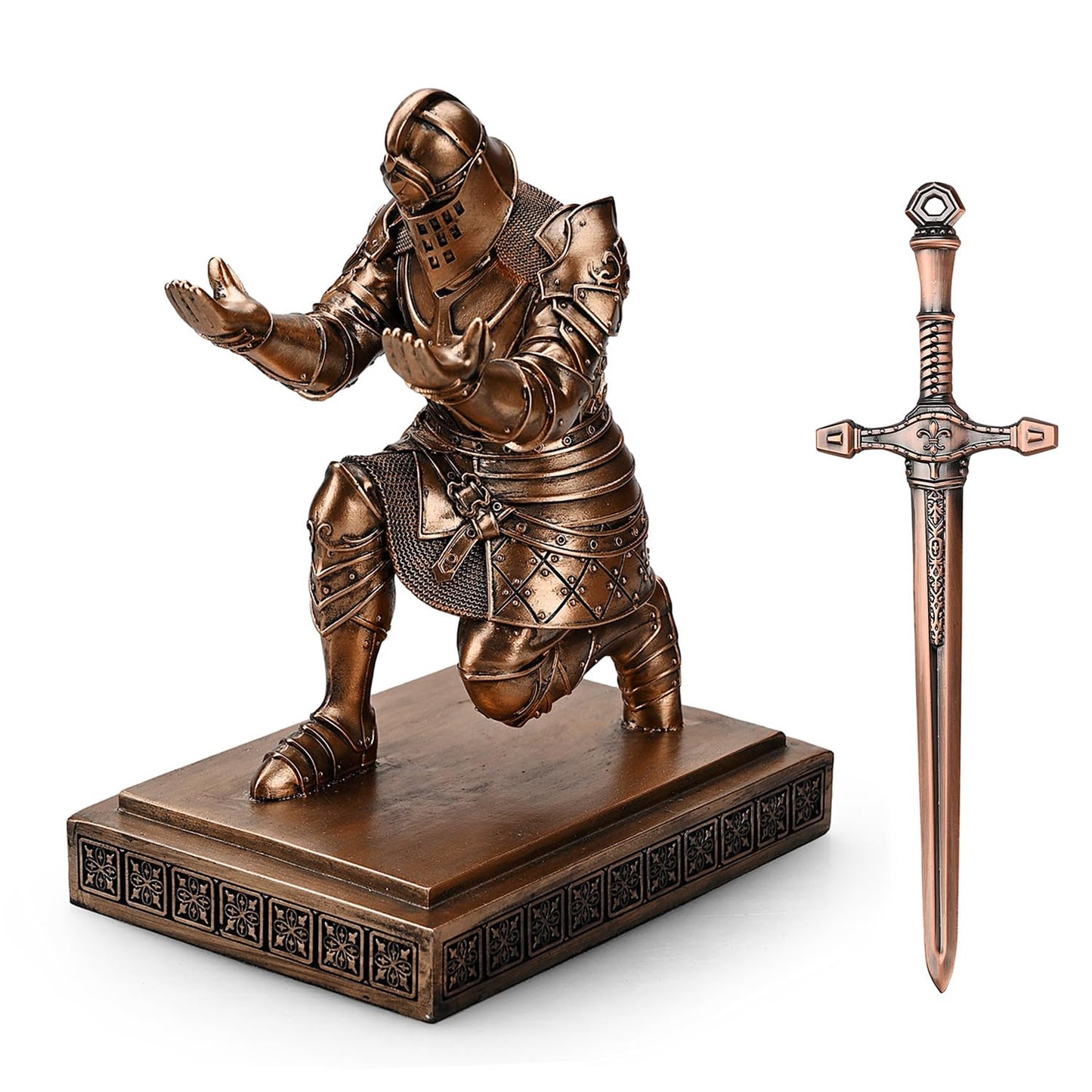King's Guard Knight Pen Holder with a Letter Opener Desk Organizers Copper