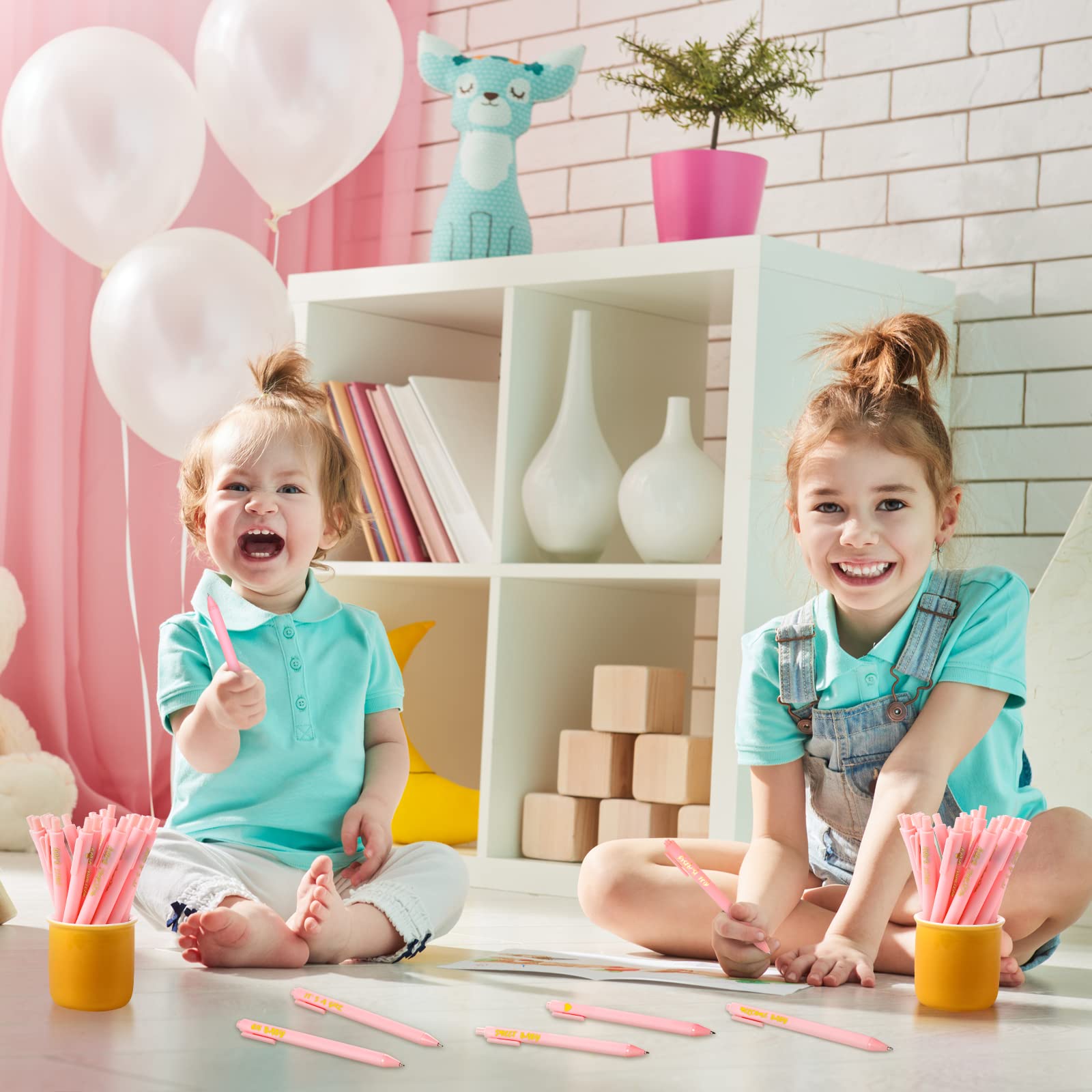 Nuanchu 50 Pcs Baby Shower Pens for Guests It's a Boy or Girl Pens Retractable Baby Shower Favors