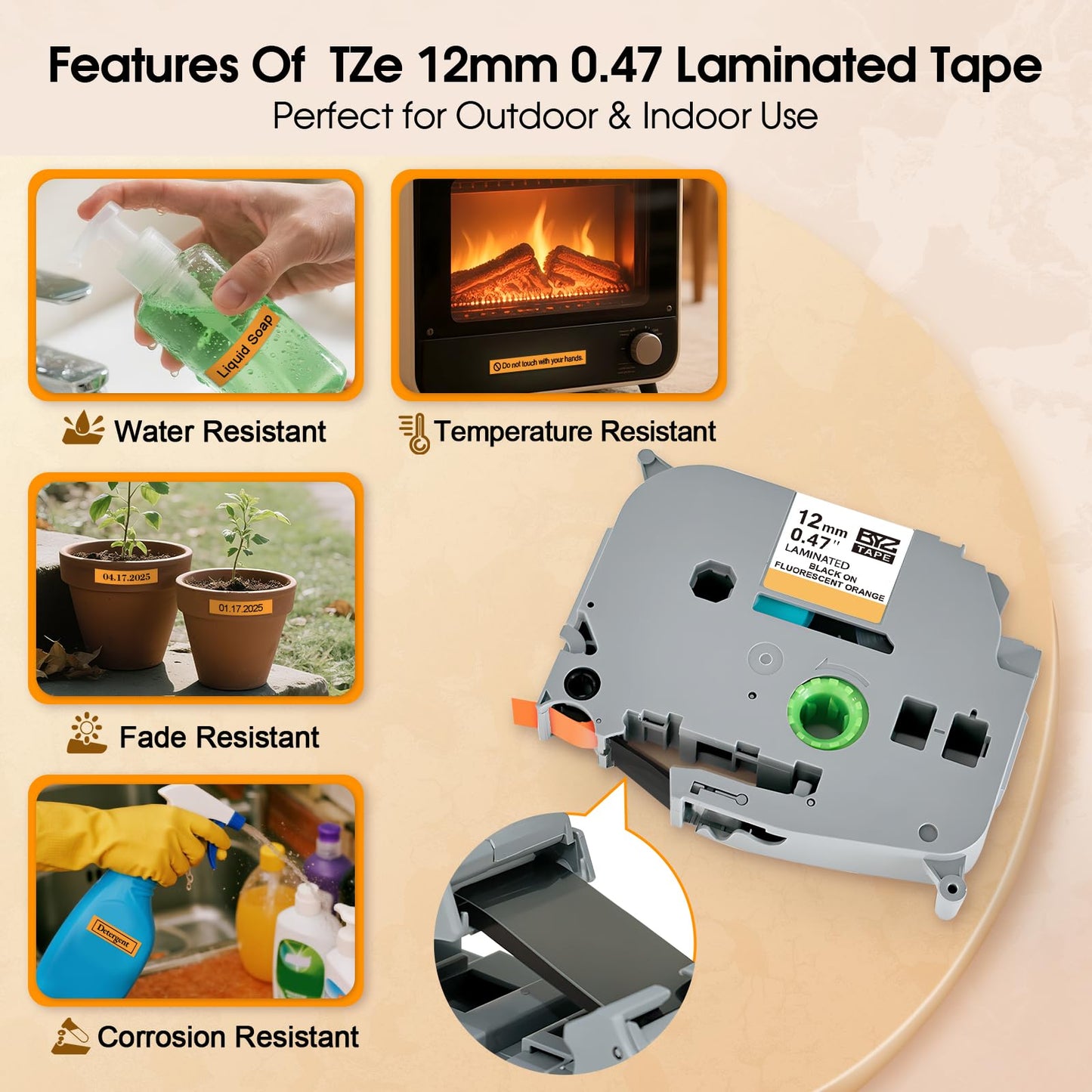 Compatible with Brother P Touch TZe-B31 Label Maker Refills, 4-Pack