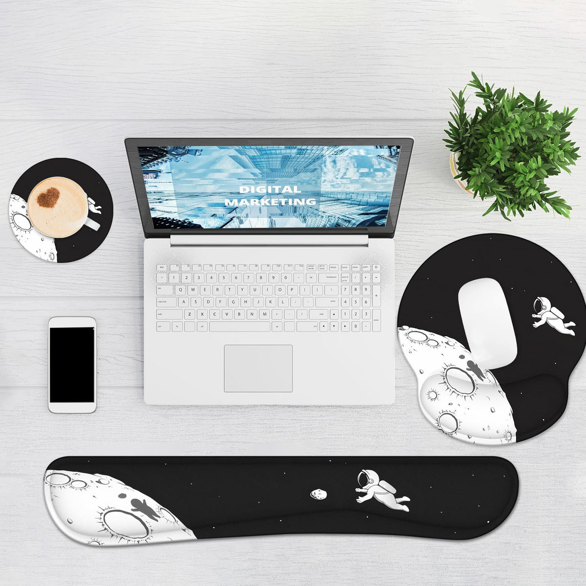 Ergonomic Mouse Pad with Wrist Rest and Keyboard Wrist Rest, Mousepad