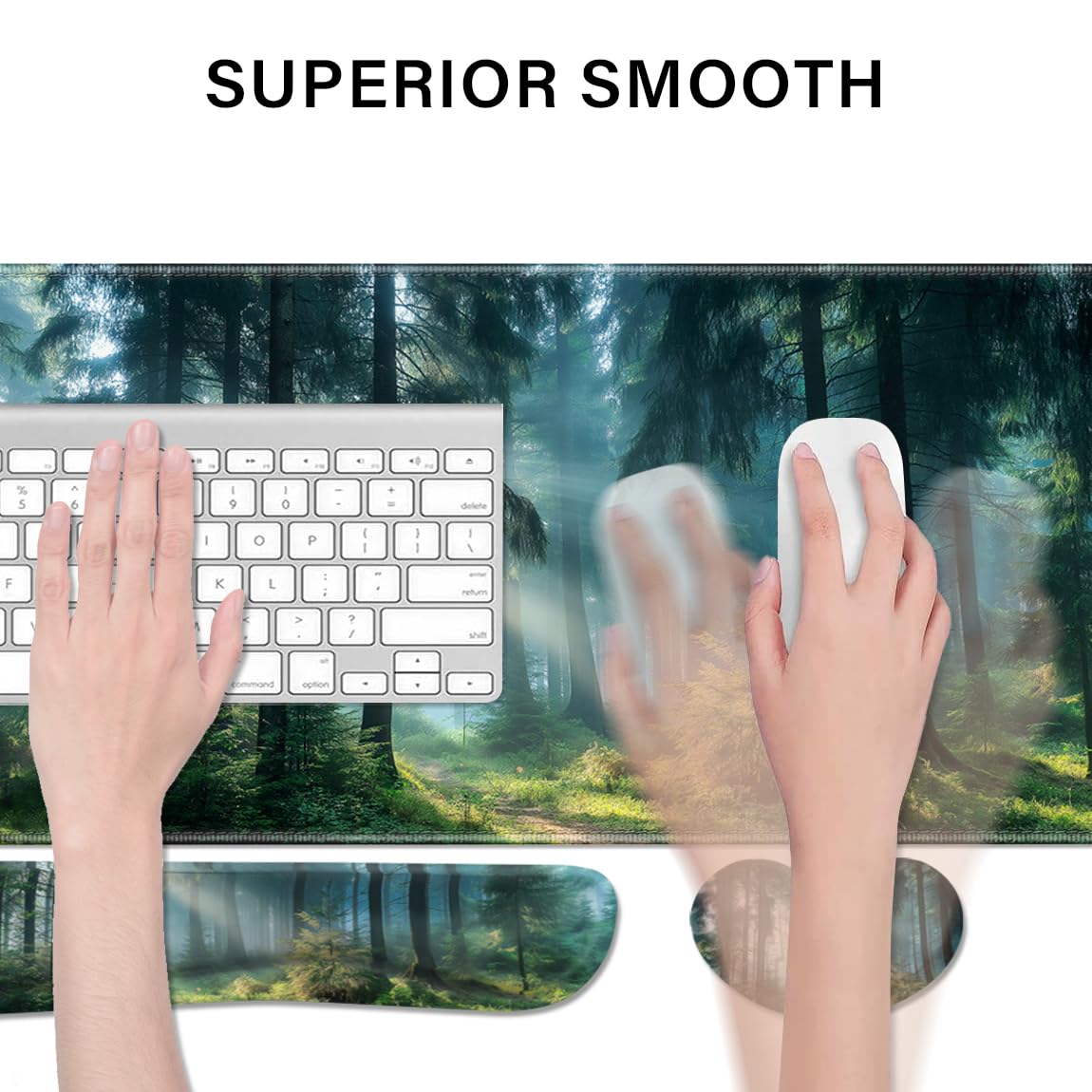 Desk Pad and Keyboard Wrist Rest, Large Mouse Pad + Keyboard Pad+Mouse Wrist Support, Non-Slip Desk