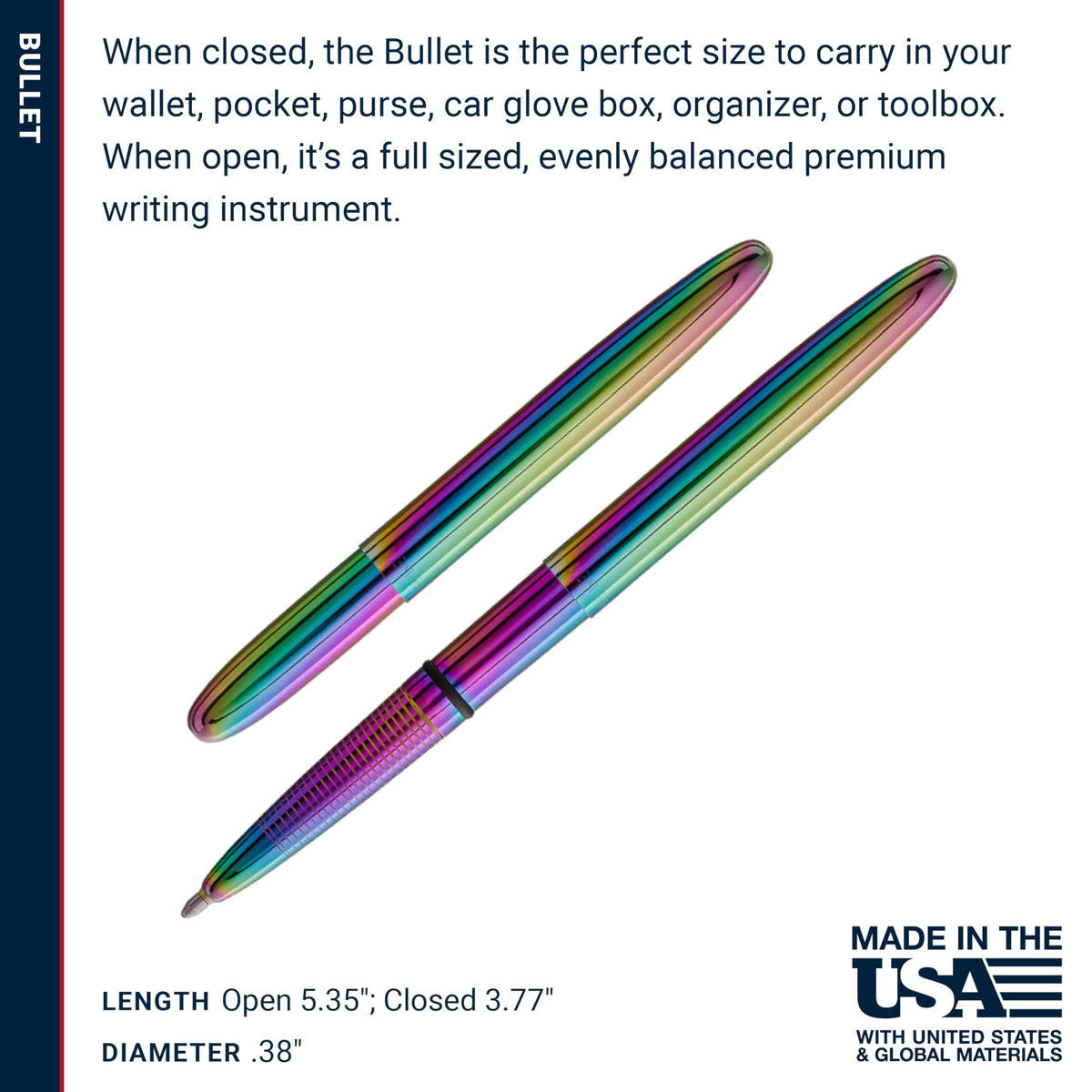 Fisher Space Pen Supernova Rainbow Titanium Nitride Ballpoint Bullet Pen