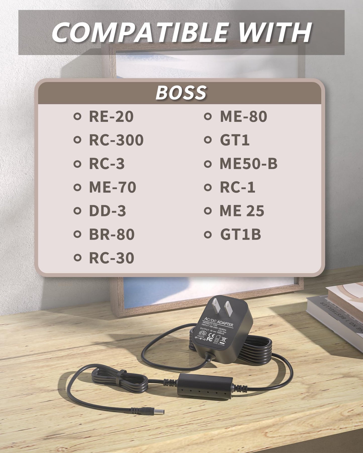 VHBW for Boss PSA Adapter 9V DC, Low Noise with Wave Filter Replacement Pedal Power Supply for Boss