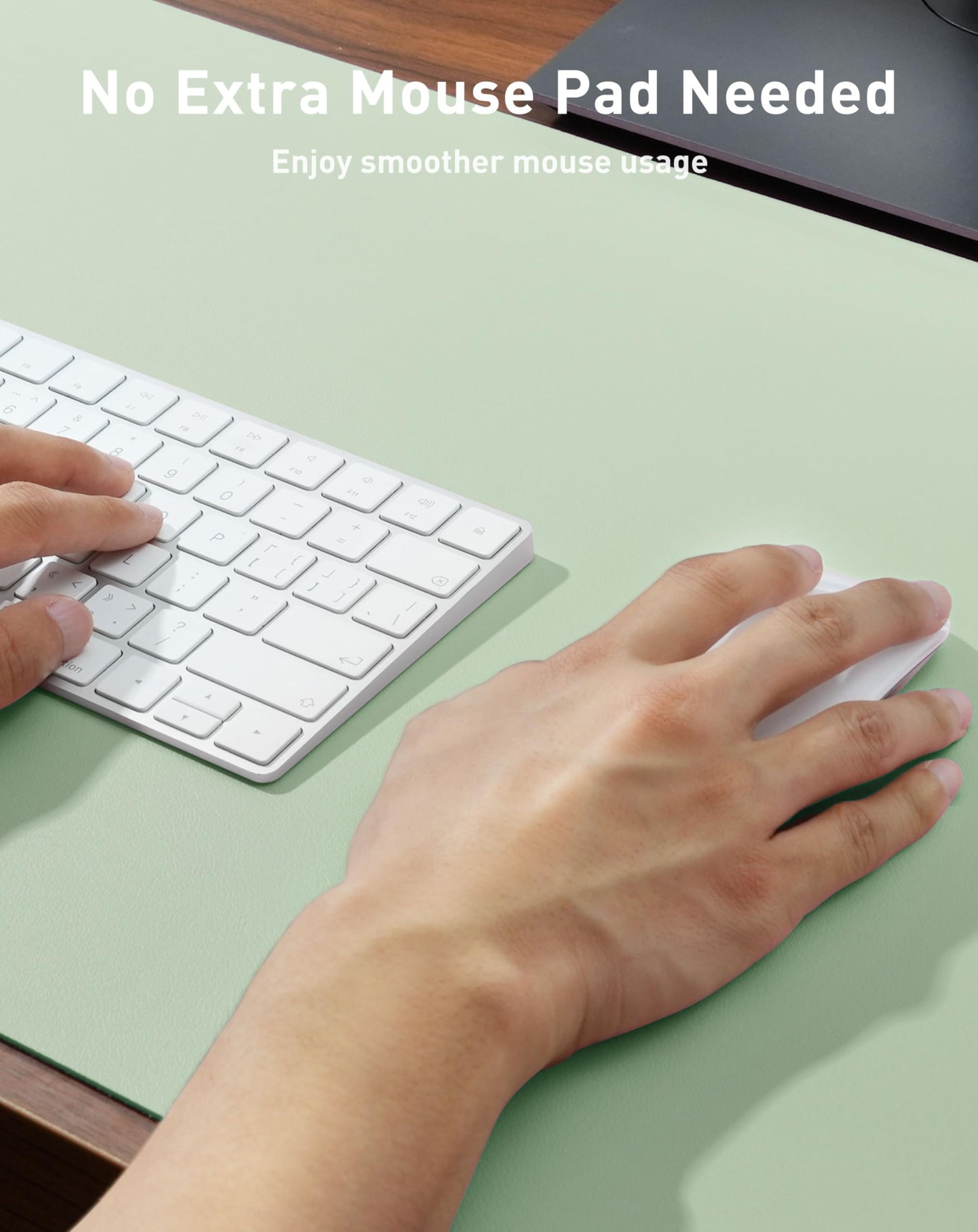 Aothia Faux Leather Desk Mat - Large Mouse Pad, Non-Slip PU Leather Blotter, Waterproof Writing