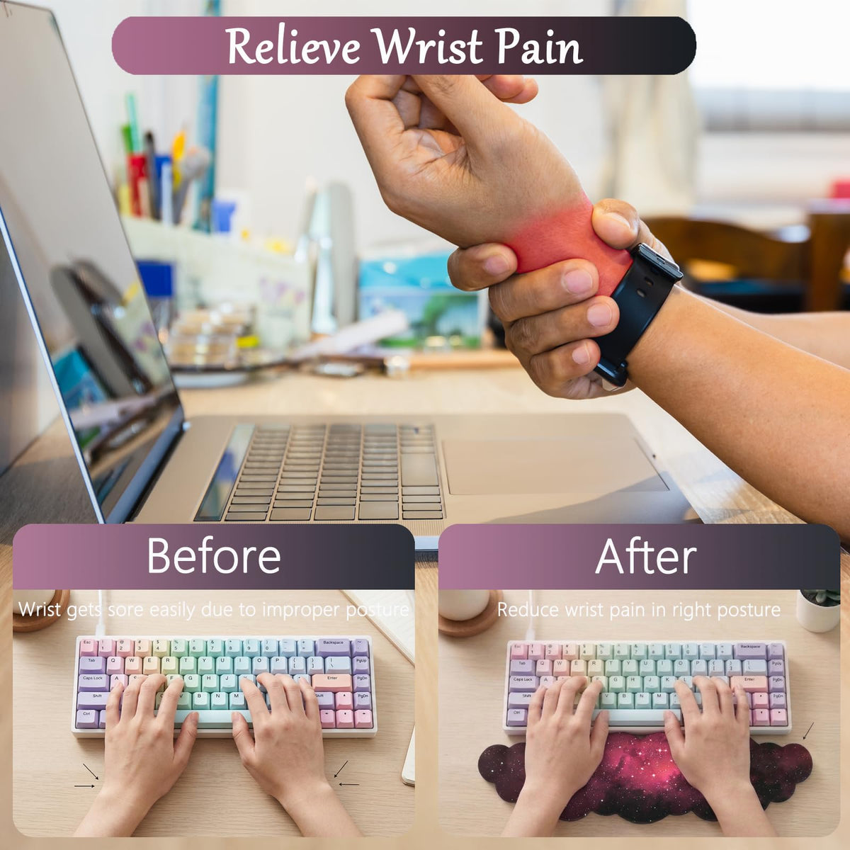 Cloud Mouse Pad Keyboard Wrist Rest 4PCS Extended Large Galaxy Desk Mat Pad Set Memory Foam