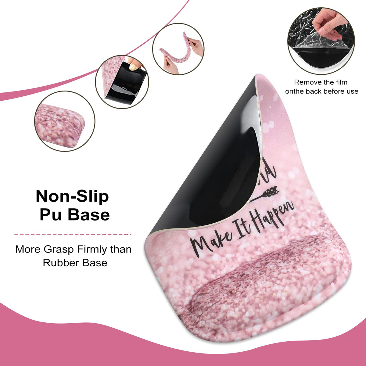 HAOCOO Pink Mouse Pad Support, Keyboard Wrist Rest, Gel Wrist Rest for Computer and Mouse Pad Set