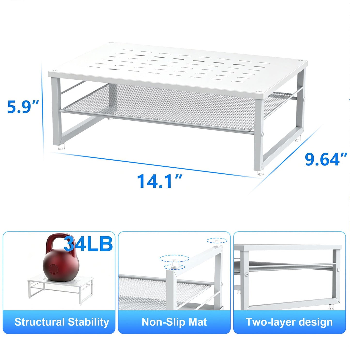 gianotter 2-Tier Metal Monitor Stand Riser