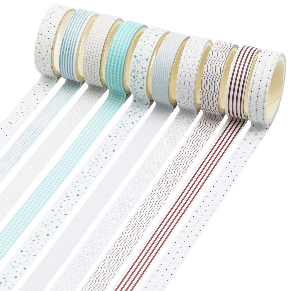 Knaid 40 Rolls of Slim Washi Tape Gift Box Set, Decorative Paper Tapes 10 mm Wide for Scrapbooking