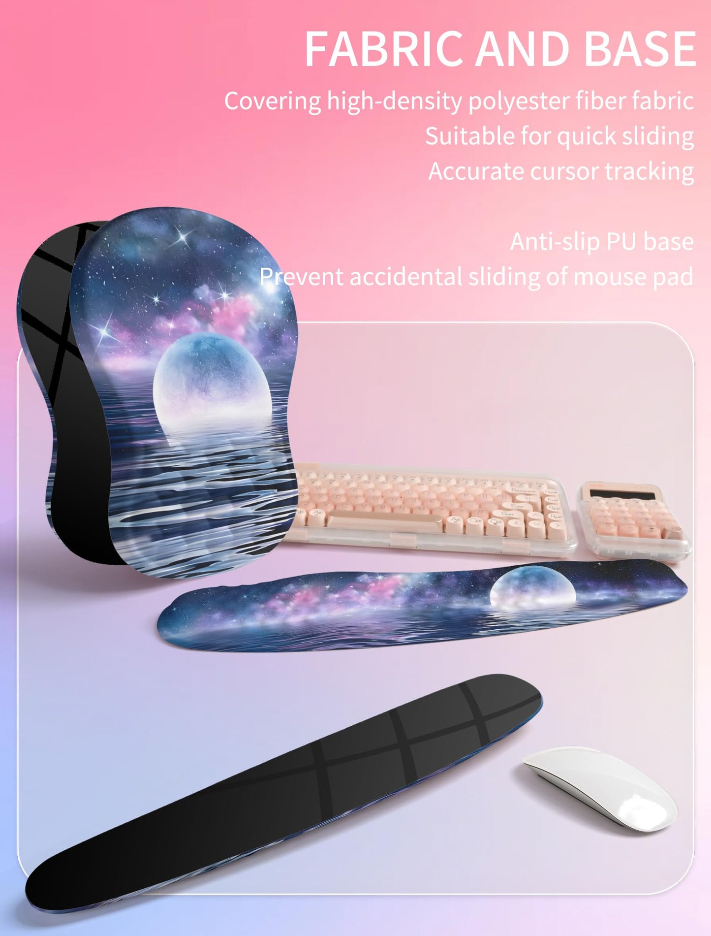 Hokafenle 2in1 Combination, Wave Keyboard Wrist Rest and Ergonomic Curvature Mouse Pad Wrist