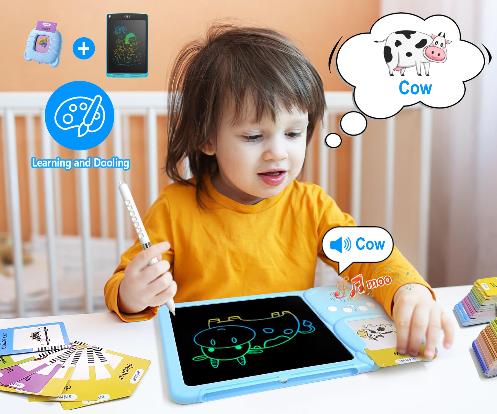 Rylai Toddler Toys Talking Flash Cards, Kindergarten Learning Resources 510 Sight Words with