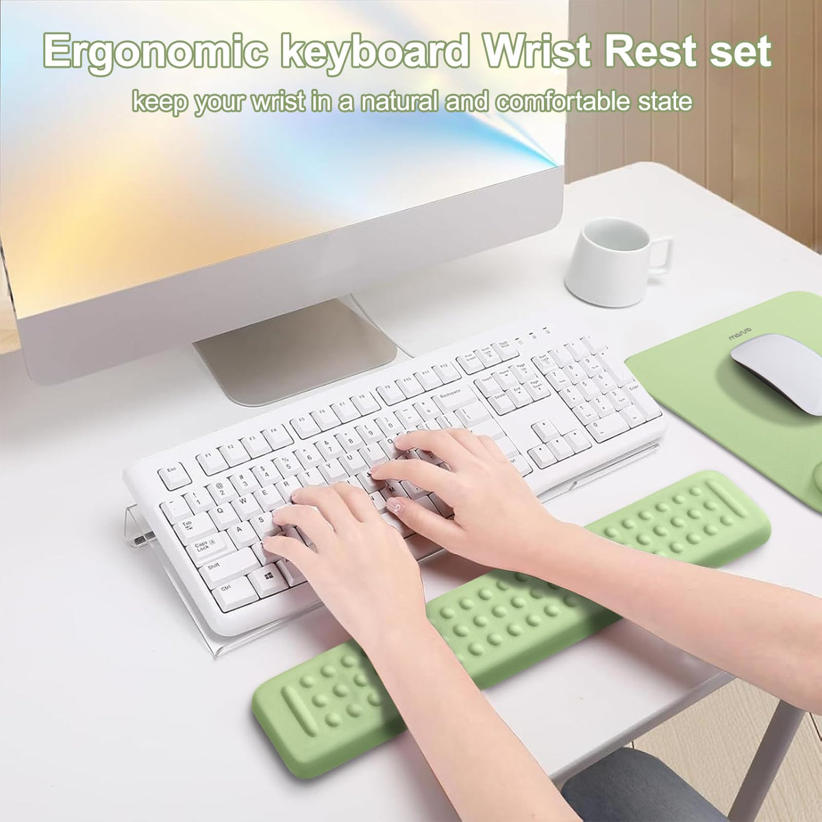 MOSISO Keyboard Stand&Wrist Rest Support for Keyboard &Mouse Pad Set
