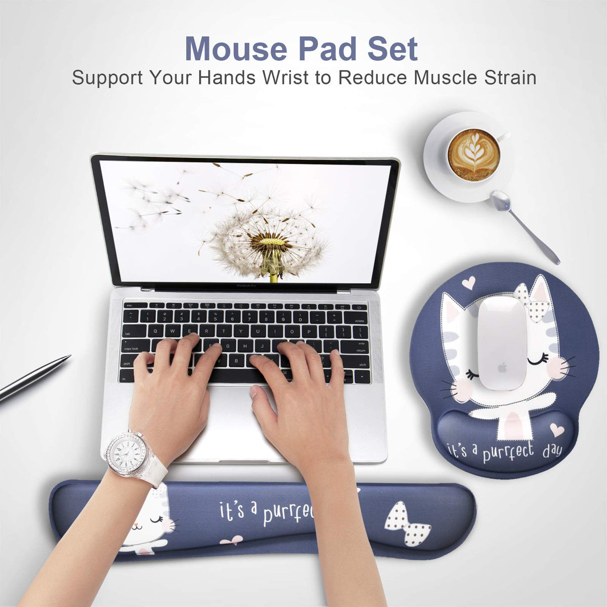 Keyboard Mouse Pad Wrist Rest, Gel Ergonomic Wrist Rest Support Mousepads,Non Slip Rubber Base