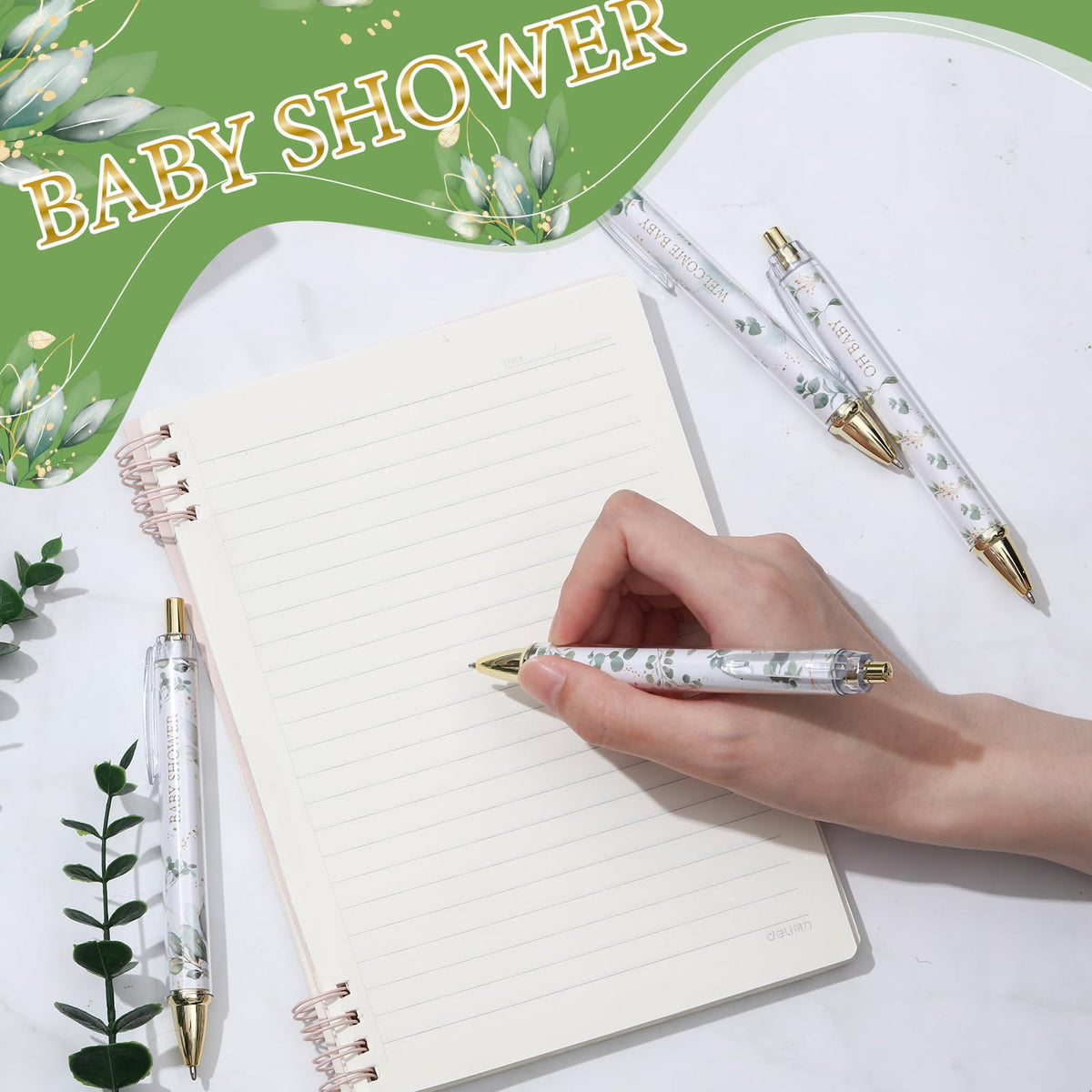 Chuangdi 48 Pcs Baby Shower Pens, Bulk Party Favors for Guests, Retractable Ballpoint Pens Black