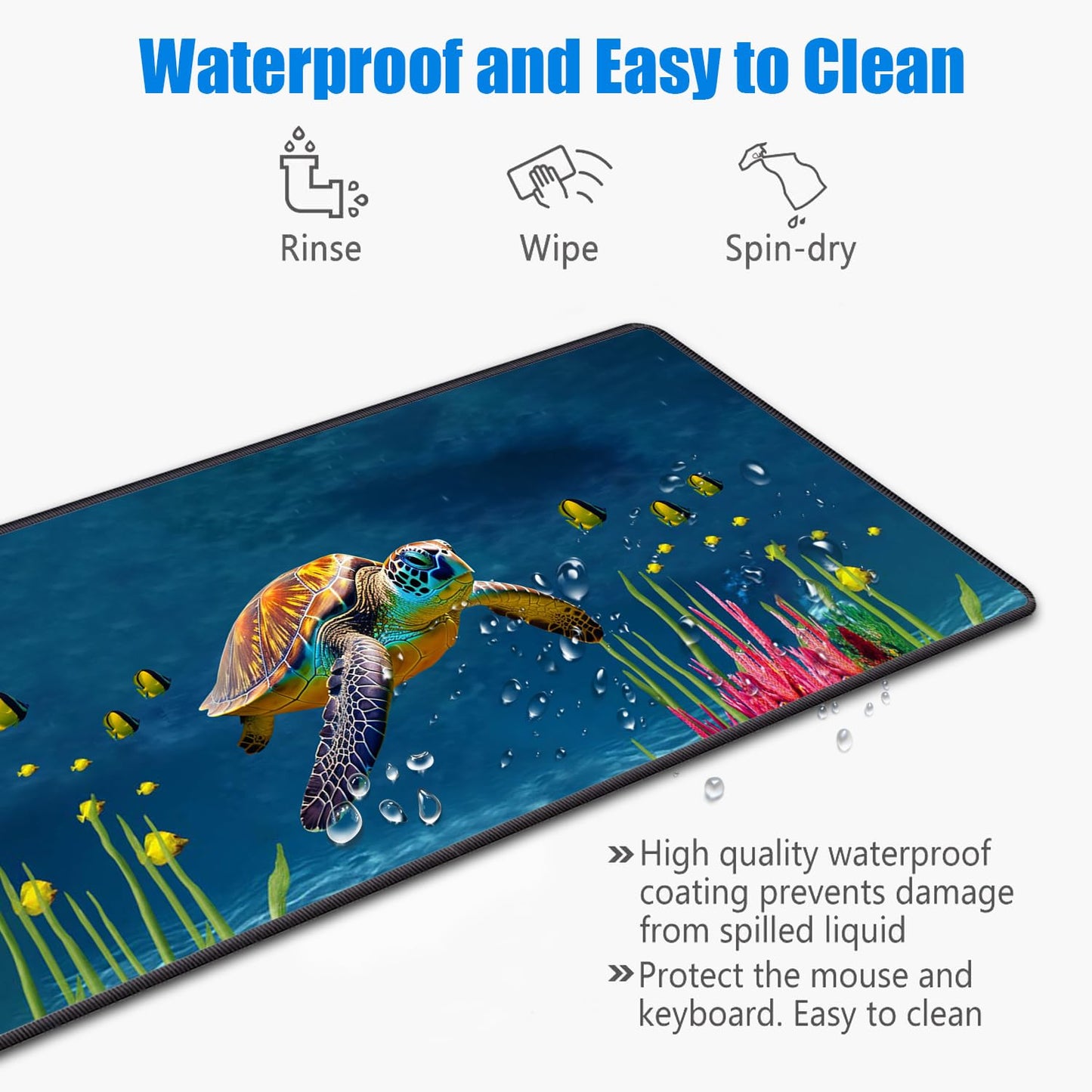 Desk Pad Mat Gaming Mouse Pads with Coasters, 31.5"x 11.8" XXL Large Big Computer Keyboard Mouse
