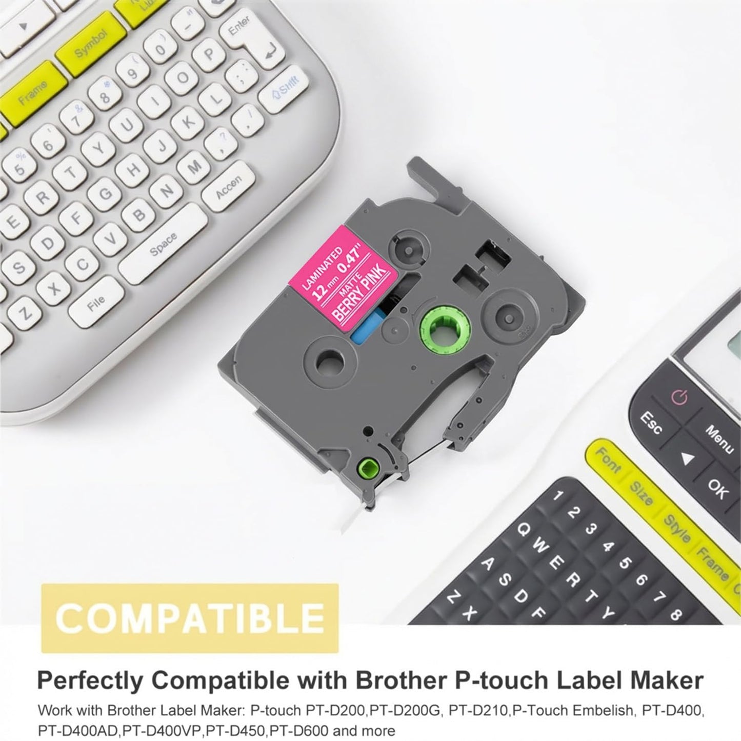 COLORTY Replacement for Brother P-Touch Label Maker Tape TZe 12mm 0.47 Inch