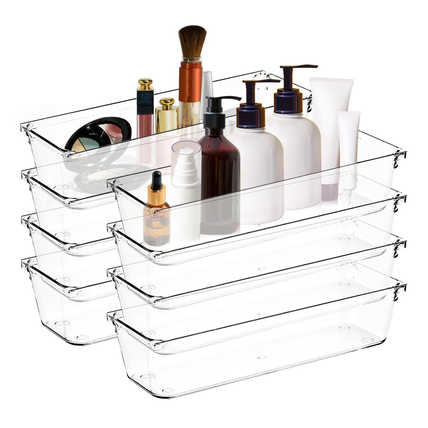 Ravinte Decor 8 Pack Drawer Organizers, 3"X 9" Clear Acrylic Storage Bins