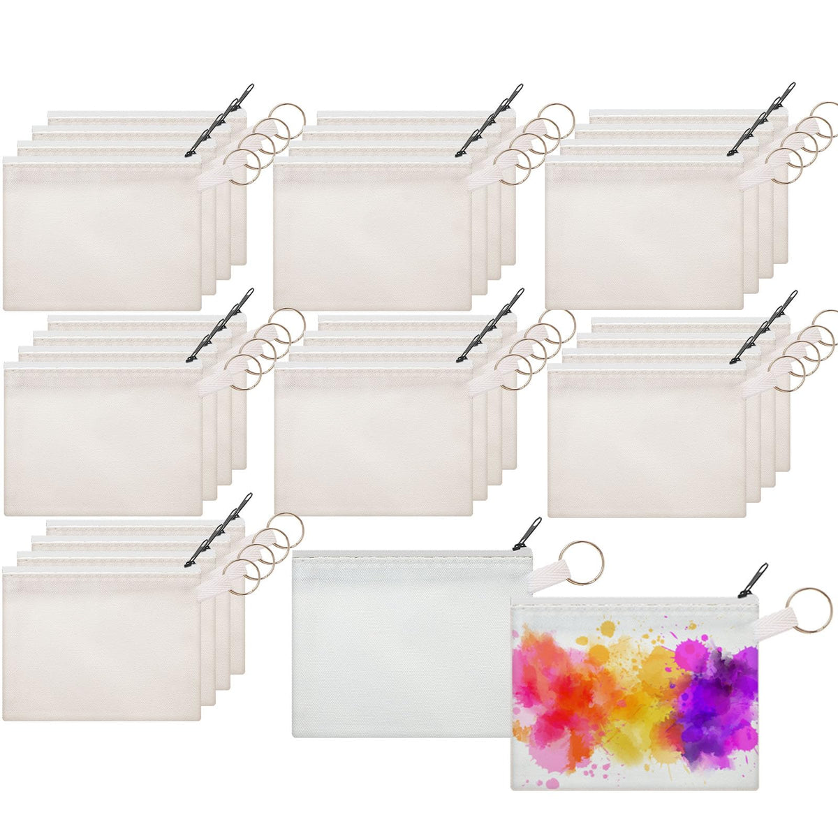 Frienda Sublimation Blank Coin Purse Small Canvas Makeup Bags, White