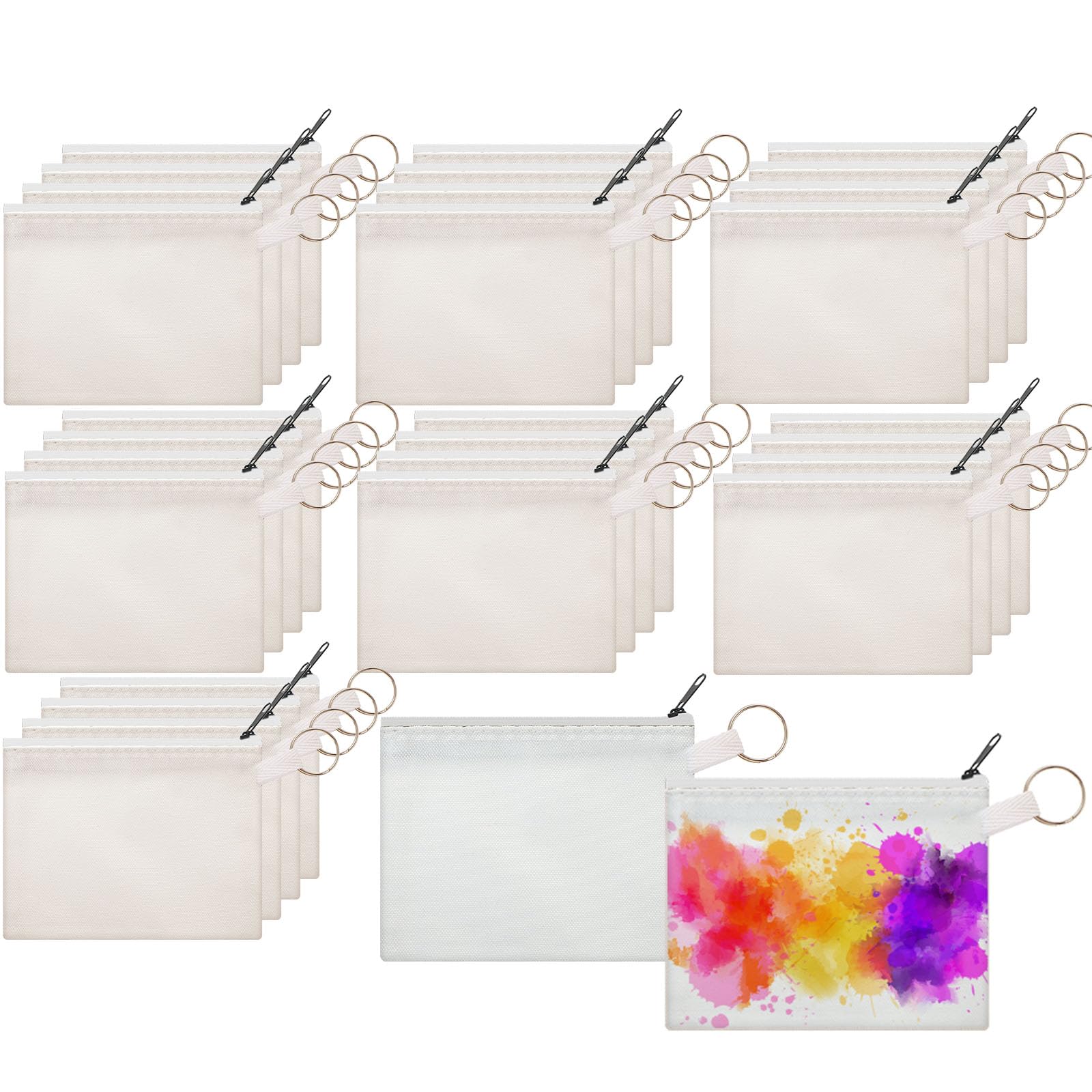 Frienda Sublimation Blank Coin Purse Small Canvas Makeup Bags, White