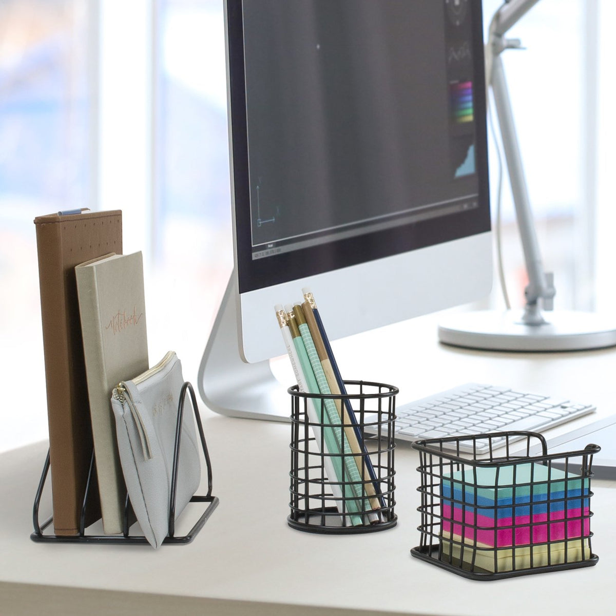 Sorbus Desk Organizer Set, 5-Piece Desk Accessories Set Includes Pencil Cup Holder, Letter Sorter