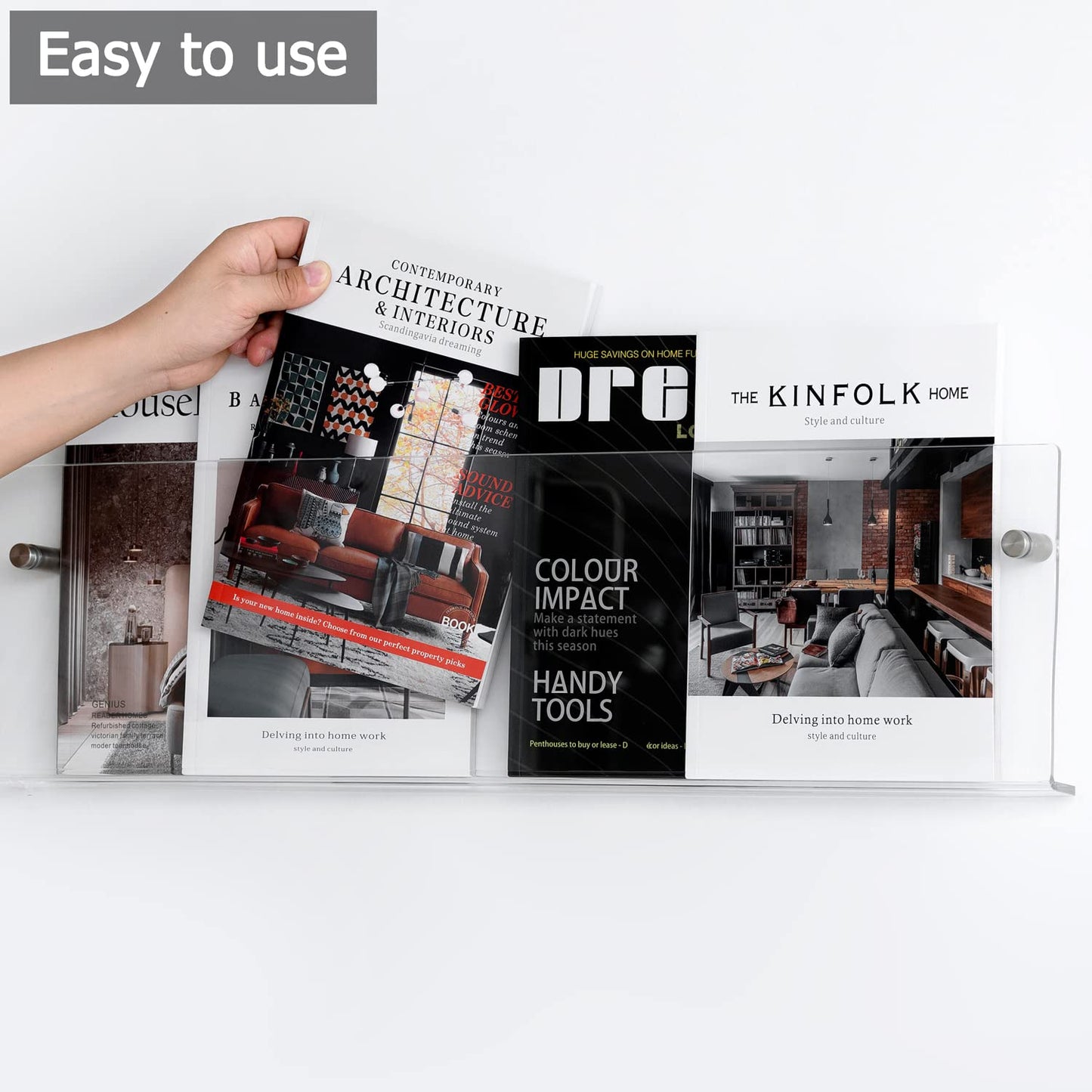 XOHYW Clear Acrylic Brochure Holder Wall Mount 3 Tier, Hanging Bookshelf Magazine Rack Literature
