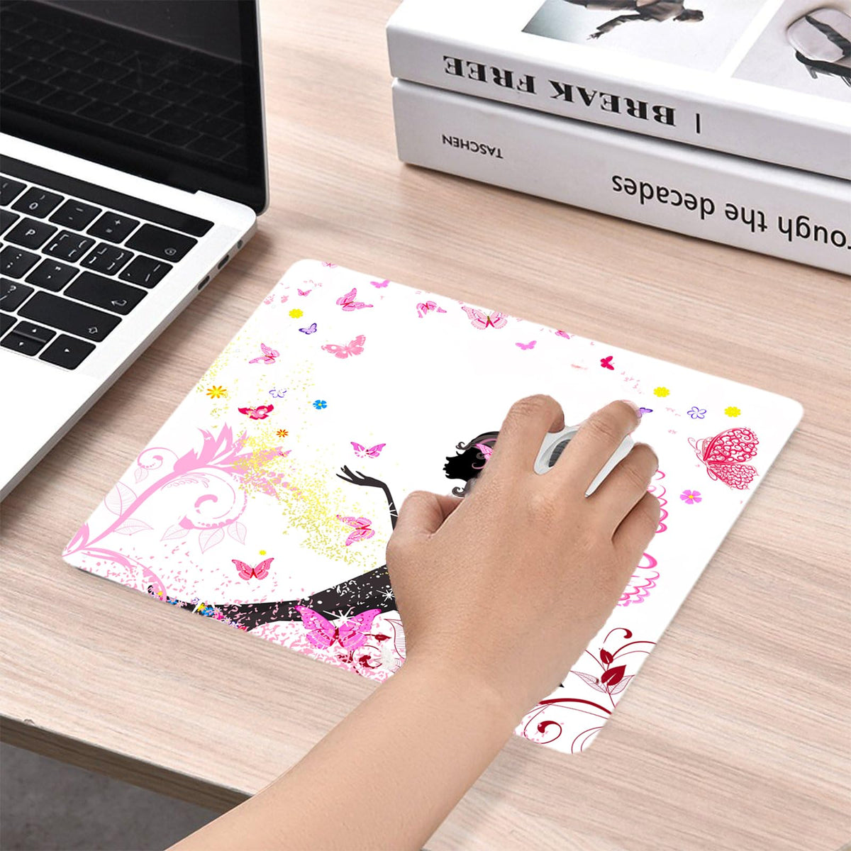 Mouse Pad Bling Diamond Glitter Sparkle Rose Gold Mousepad Pink Girl Butterfly Mouse Pad, Bling
