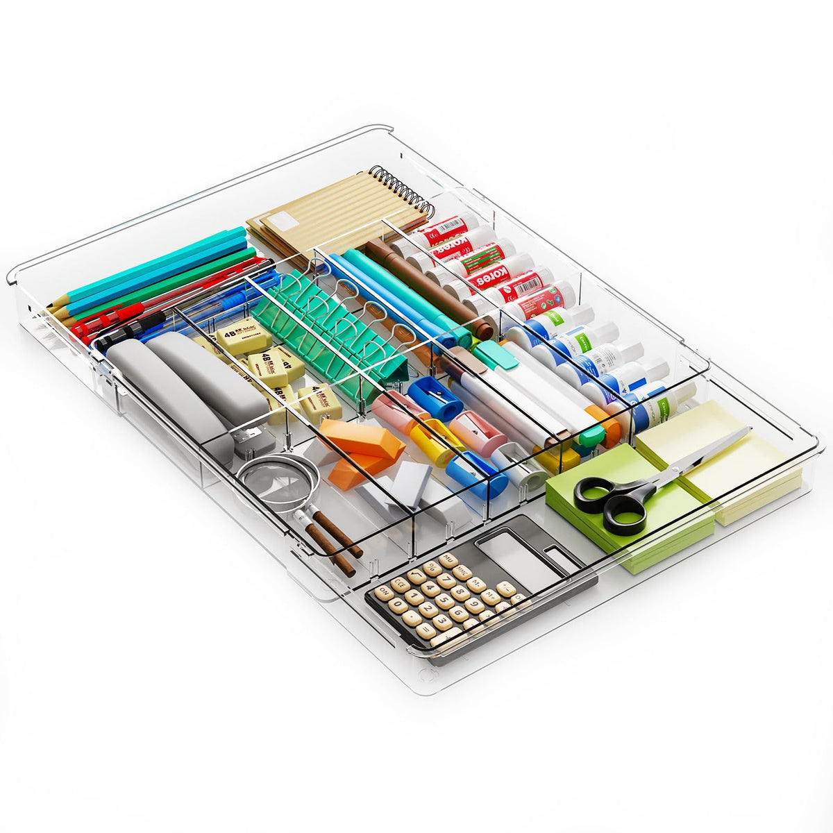 Yieach Large Expandable Desk Drawer Organizer Tray for Office Supplies and Accessories With 12