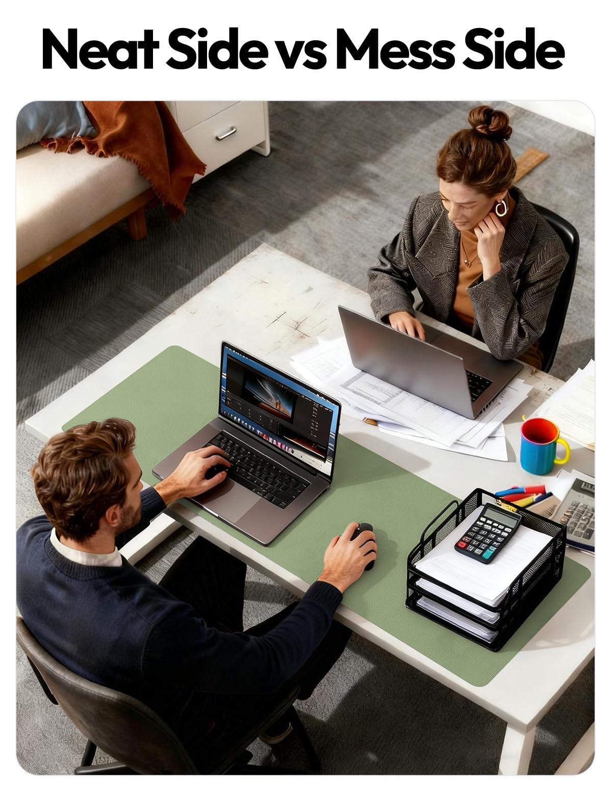 YSAGi Leather Desk Protector, Office Mat, Large Mouse Mat, Non-Slip PU Leather Blotter, Laptop Pad