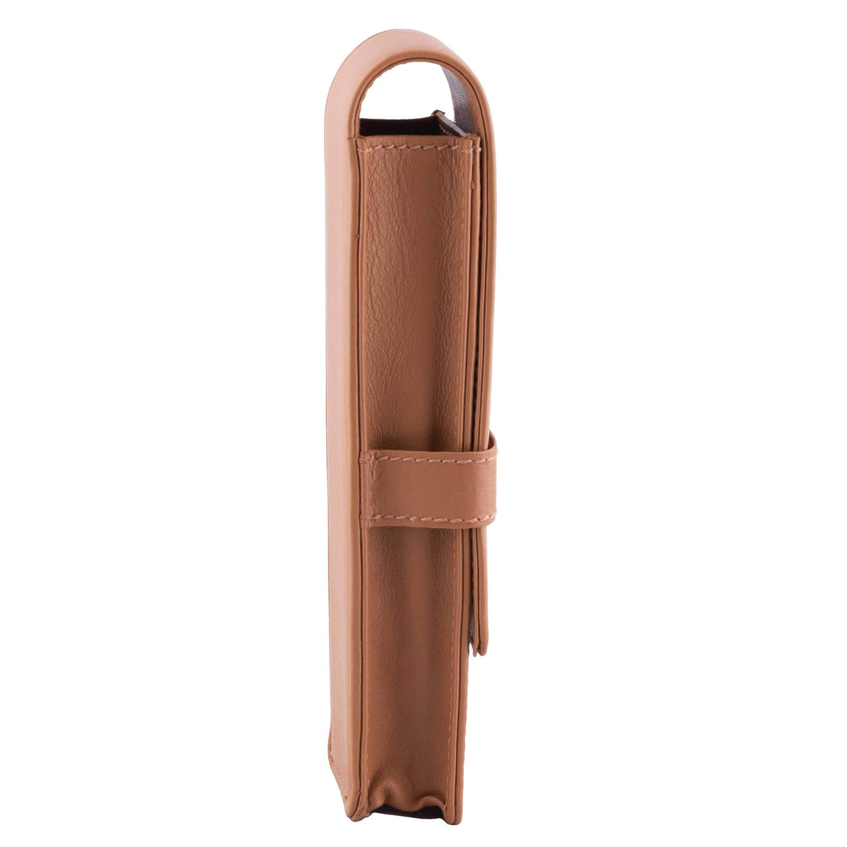 DiLoro Leather Pen Case Pouch Holder for Two Fountain Ballpoint Rollerball Pens or Pencils (Tan)