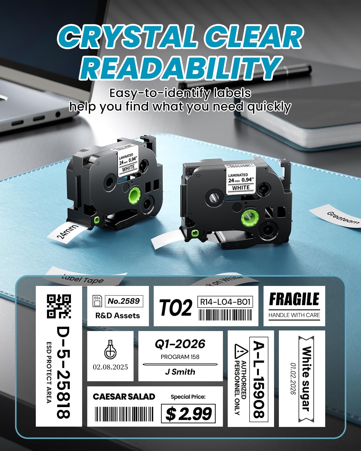 TZe-251 TZe251 24mm Label Maker Tape Compatible Brother P Touch Label Tape