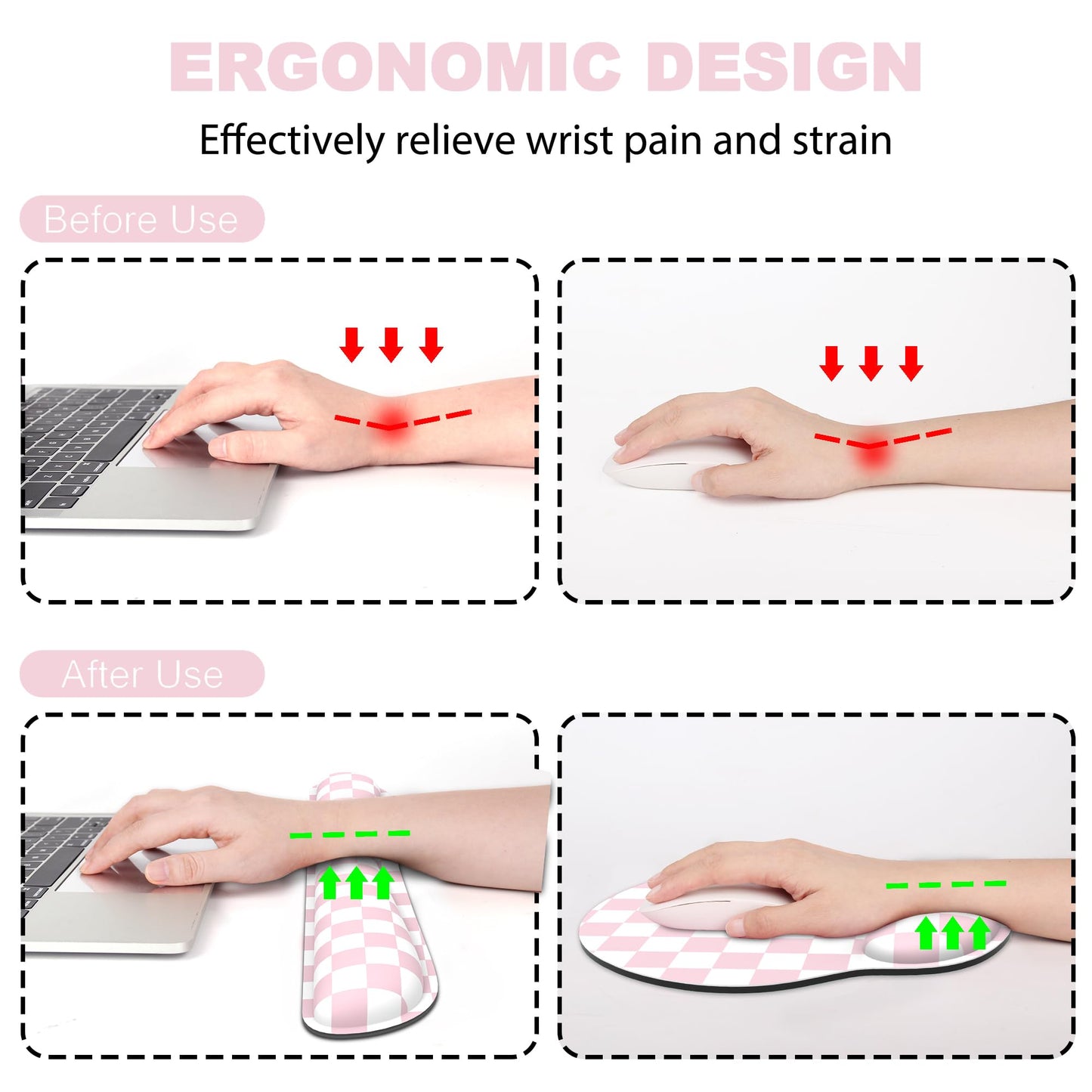 Ergonomic Mouse Pad with Wrist Rest and Keyboard Wrist Rest, Mousepad