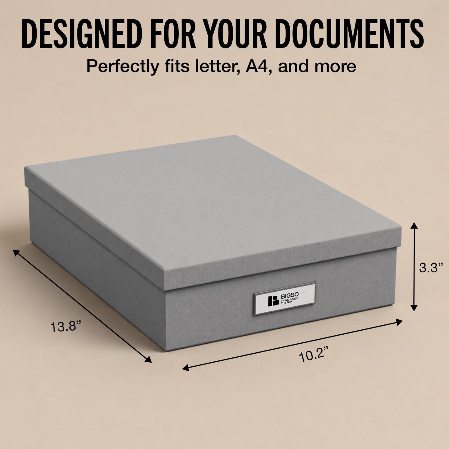 Bigso Box of Sweden Oskar Fiberboard Label Frame Document Letter Box | File Organizer for Important