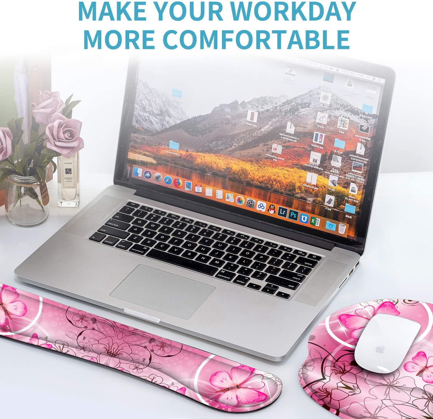 RICHEN Keyboard Wrist Rest and Mouse Pad with Wrist Support, Memory Foam Set for Gaming and Office