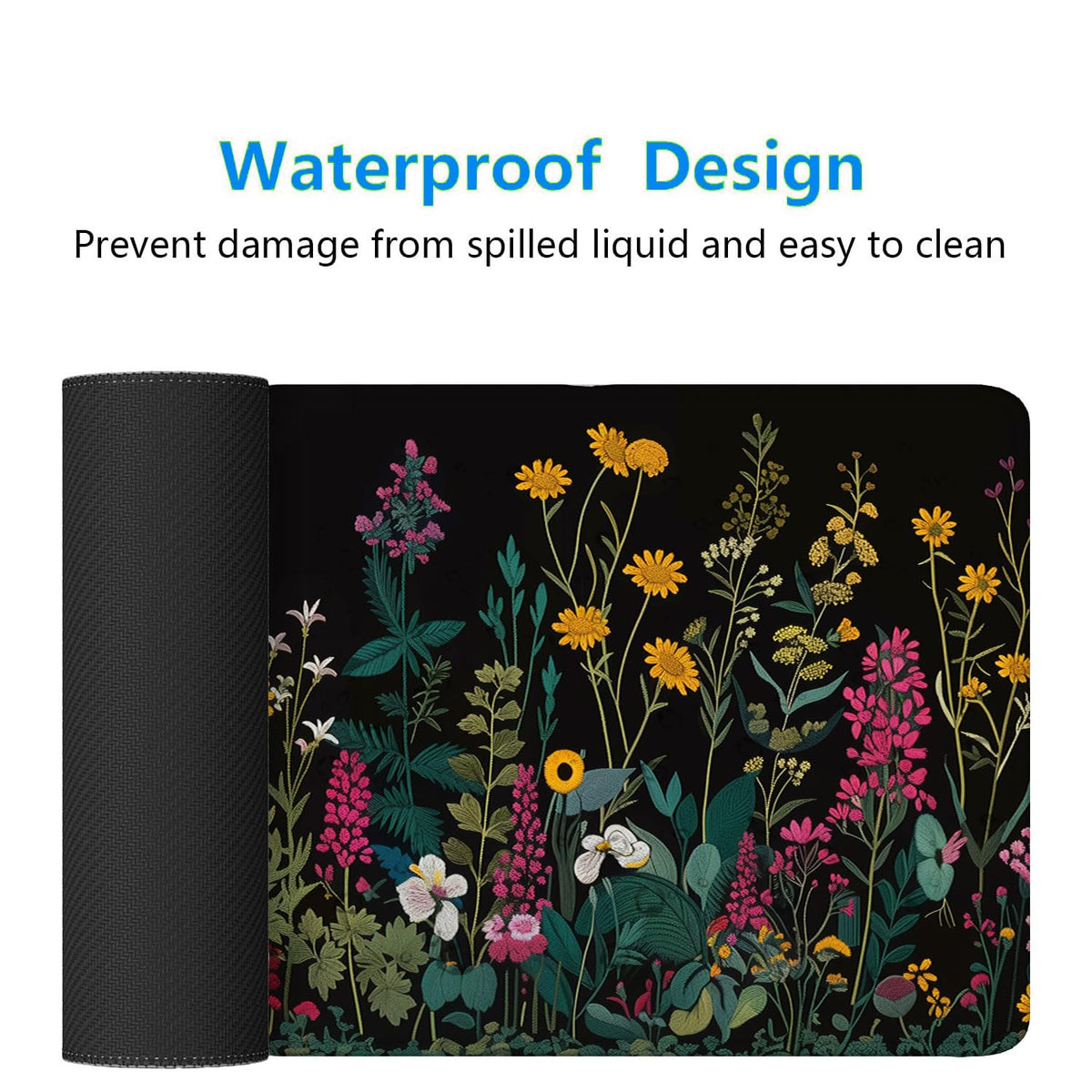 Floral Desk Pad Mouse Pad Weeds Flower Aesthetic Wildflower Mousepad XL Large Gaming Mouse Pad