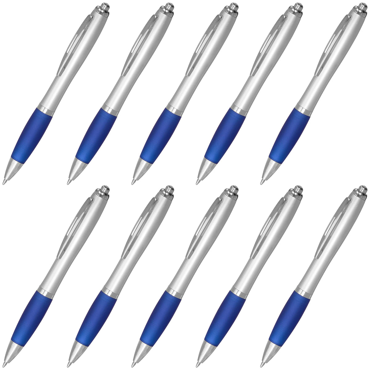 Personalized Ballpoint Pens with Rubber Grip and Black Ink, Pack of 10 by DISCOUNT PROMOS