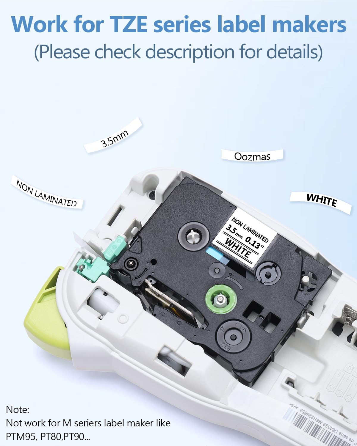 3.5mm Label Maker Tape Compatible with Brother TZE-N201 P-Touch Label Tape